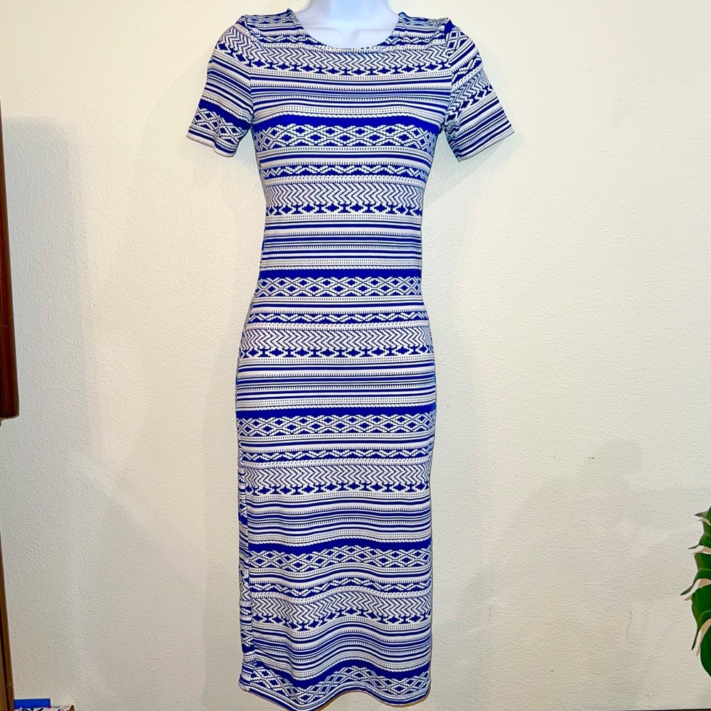 Blue and white dress